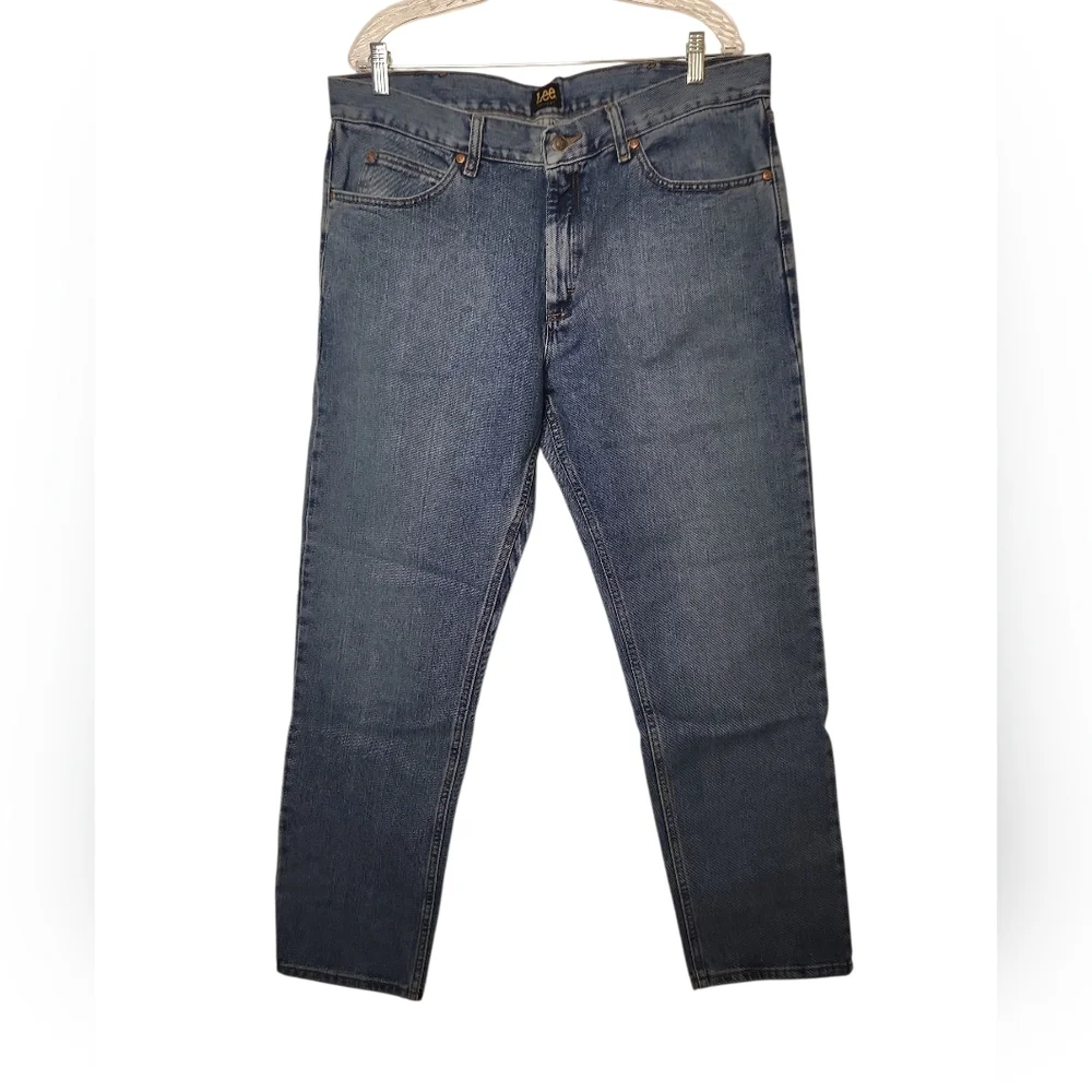 NWT Lee Men's Straight Leg Opening Regular Fit Medium Wash Blue Jeans Size 38x32